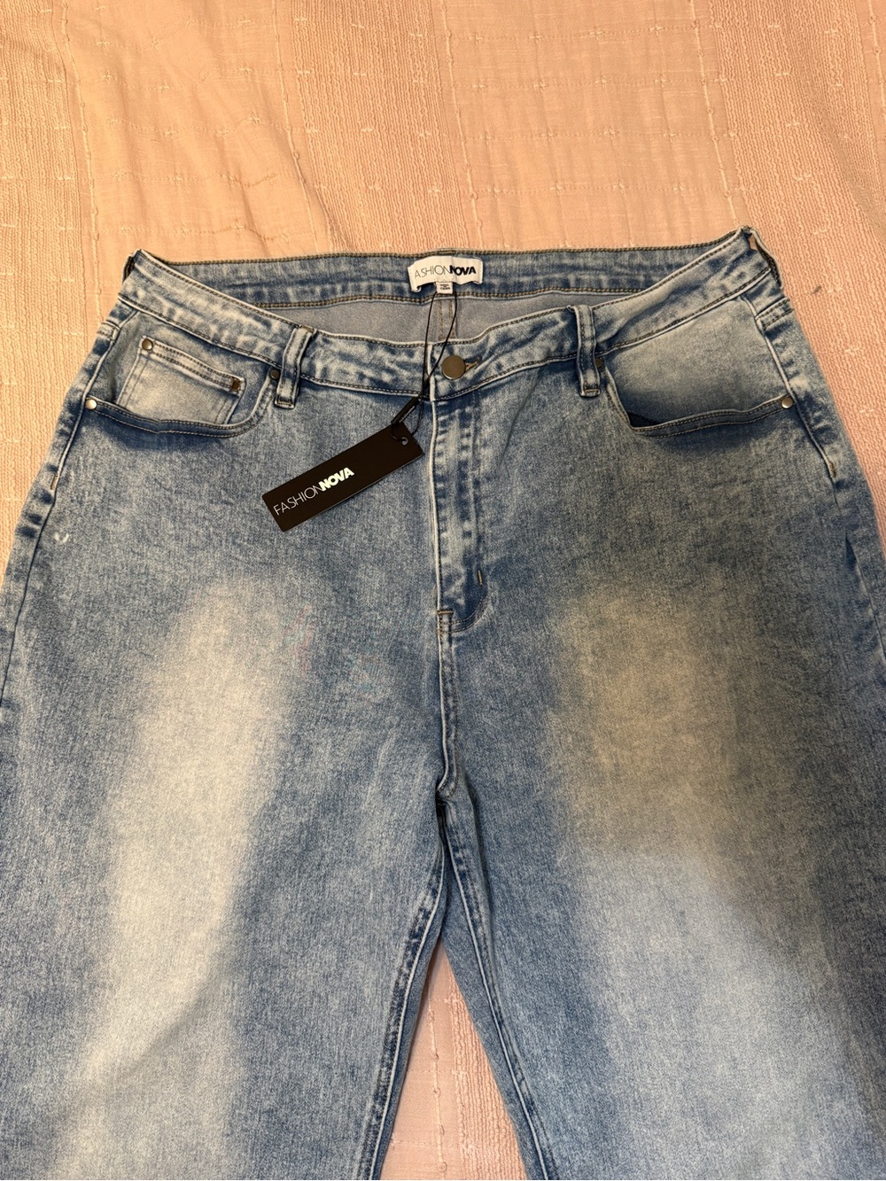 Fashion Nova Make My Day Stretch Wide Leg Jeans - Light Wash